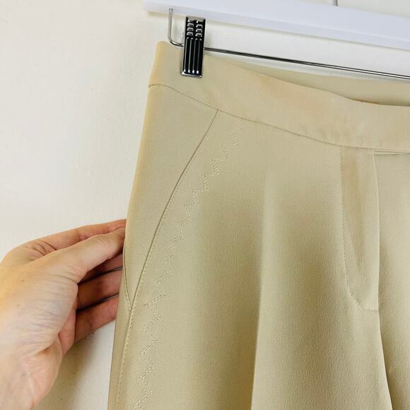 Sandro Womens Beige Tapered Trousers straight leg embroidered design Size S NWOT - Picture 4 of 10